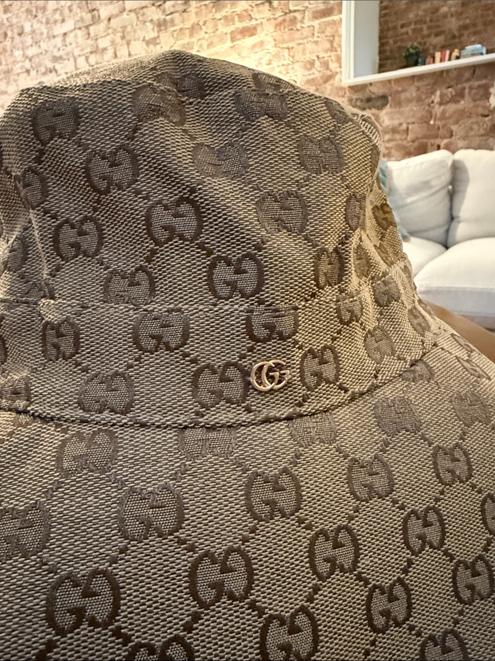 Gucci Brown GG Supreme Logo Bucket Hat - Picture 4 of 6